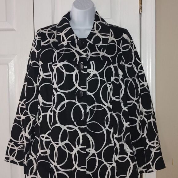 Coat, Lightweight Jacket / Car Coat / Blazer. Madison. Size M. BLACK and WHITE. - Picture 3 of 5